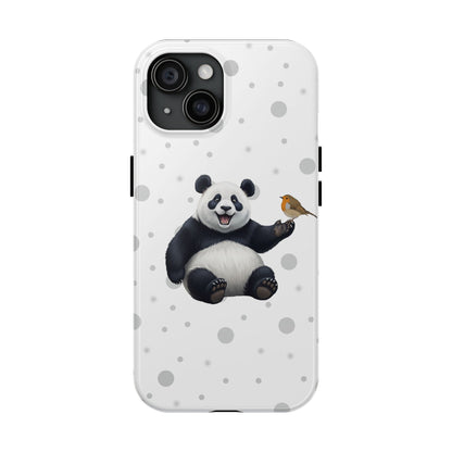 Cute Panda Bear with European Robin Animal iPhone Case - Dual-Layer PC/TPU Protective Cover for iPhone