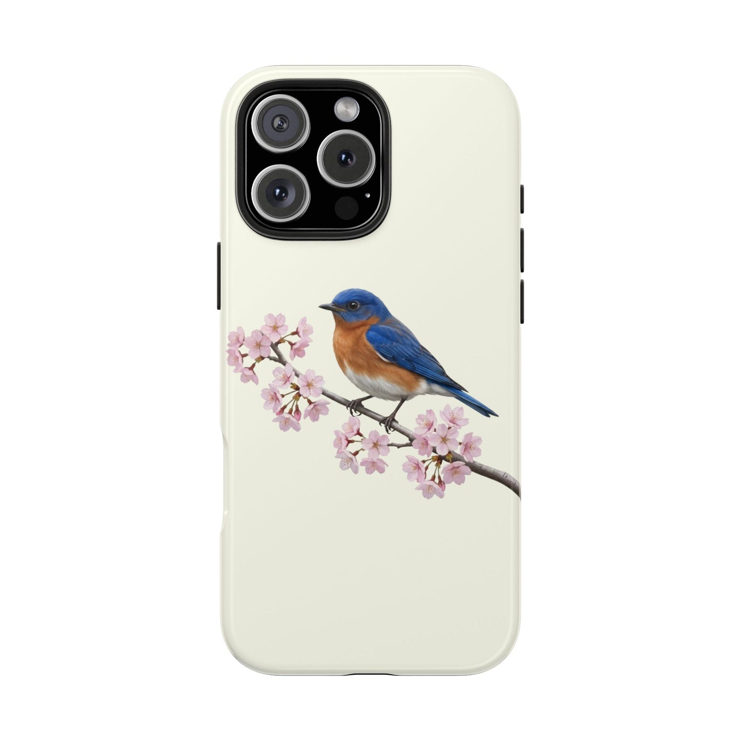 Bluebird & Cherry Blossom Tough iPhone Case Creamy White