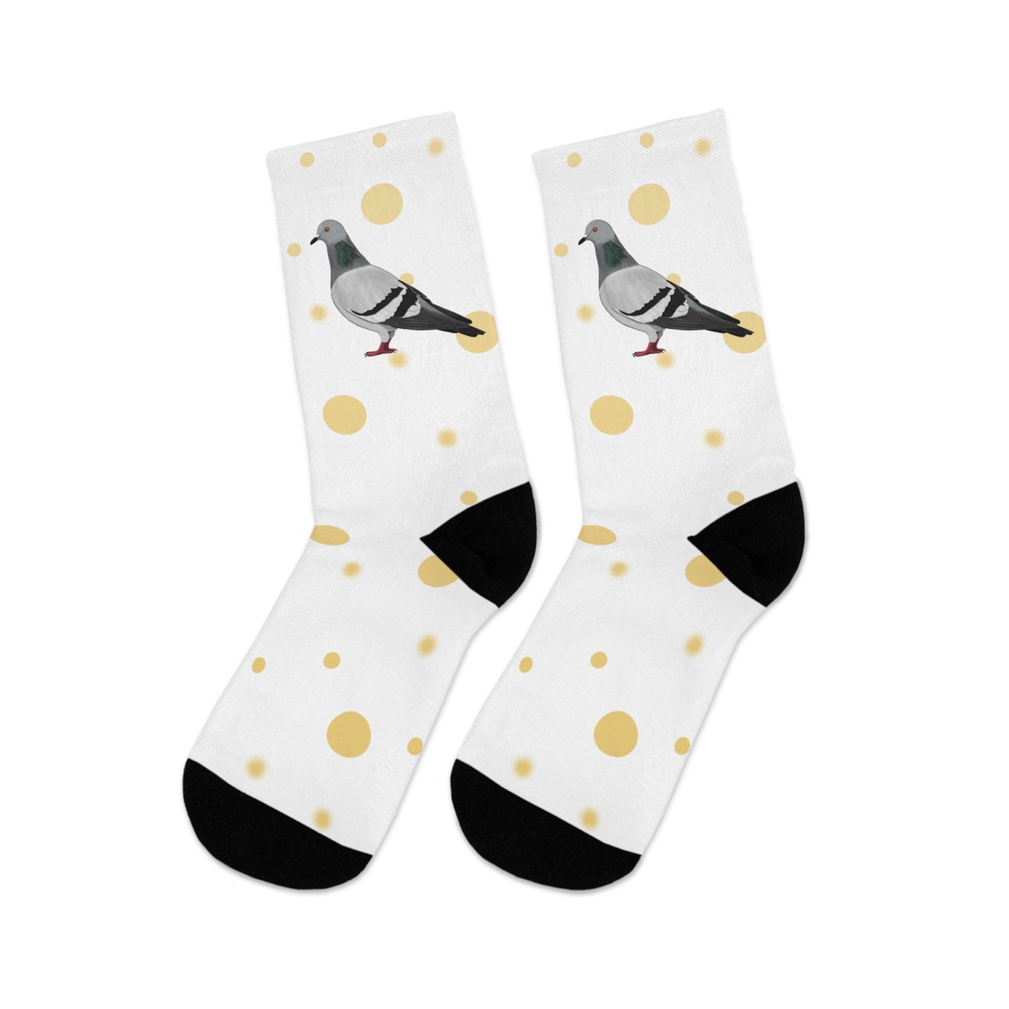 Pigeon with Golden Dots Birding & Birdwatching Bird Socks White