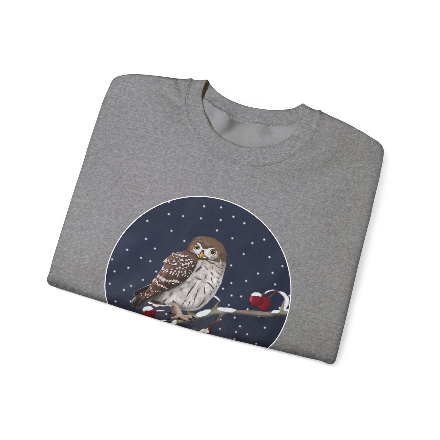 Owl on a Winter Branch Birdwatcher Christmas Bird Sweatshirt