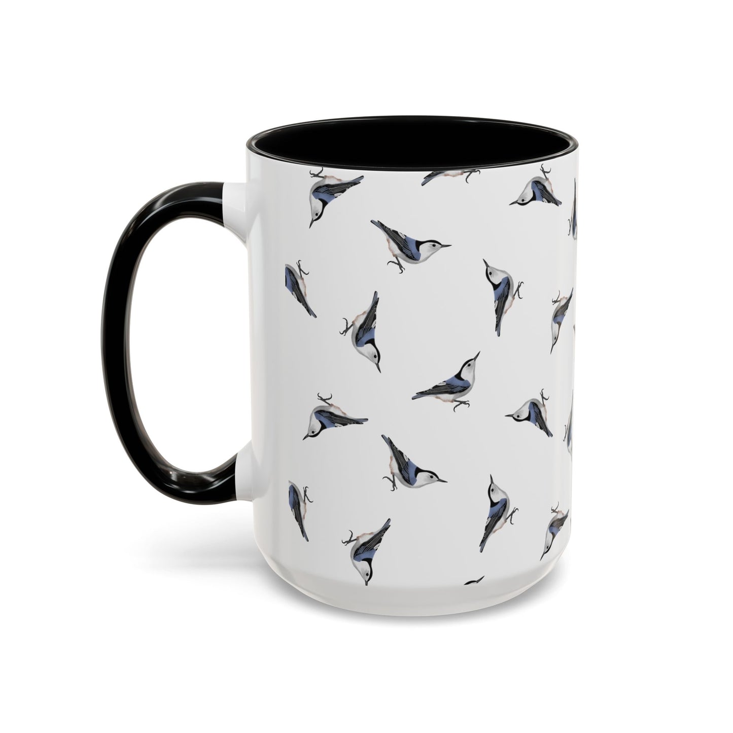 Nuthatch All-Over Pattern Accent Mug | Colorful Bird Lover Gift for Birdwatchers