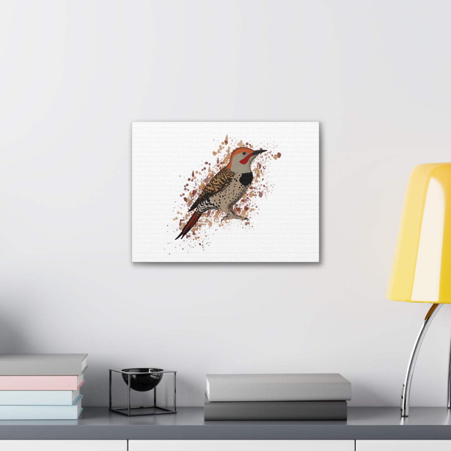 Northern Flicker Bird Canvas Gallery Wrap White