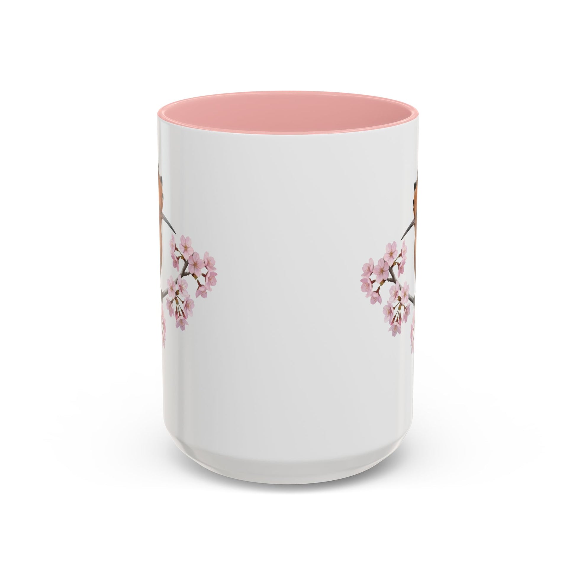 Hoopoe Cherry Blossom Mug | Pink Ceramic Coffee Cup for Bird Lovers – 11oz, 15oz