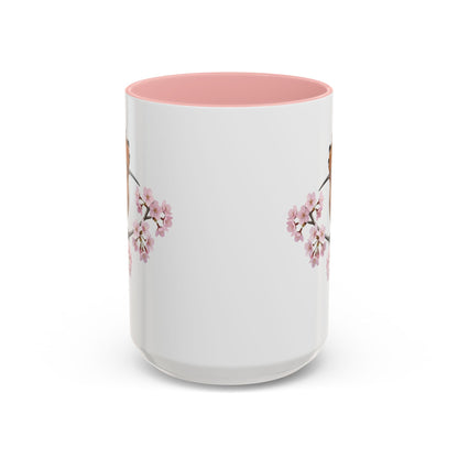 Hoopoe Cherry Blossom Mug | Pink Ceramic Coffee Cup for Bird Lovers – 11oz, 15oz