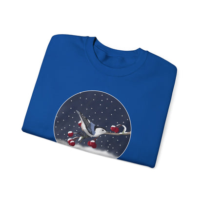 Nuthatch on a Winter Branch Christmas Bird Sweatshirt