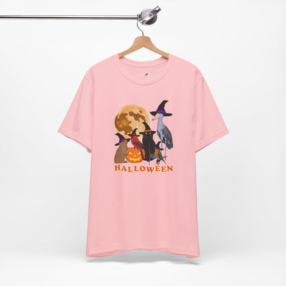 Cardinal Robin Shoebill with Cat and Bunny Halloween Bird T-Shirt