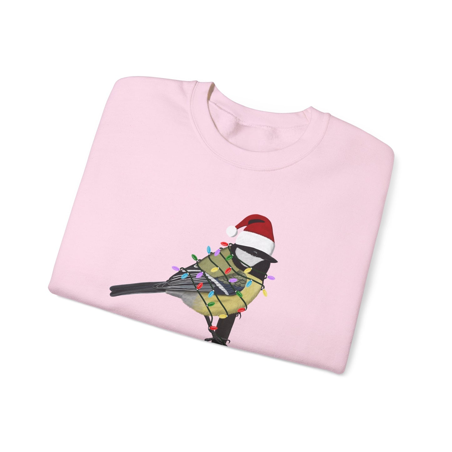 Chickadee with Fairy Lights Santa Claus Christmas Bird Sweatshirt