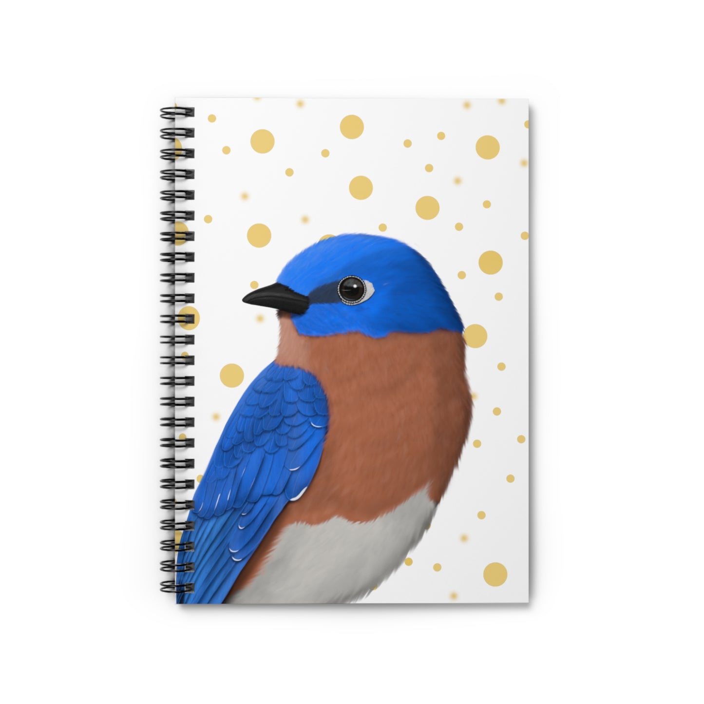 Bluebird Bird Birdlover Spiral Notebook White Golden Dots Ruled Line 6"x8"