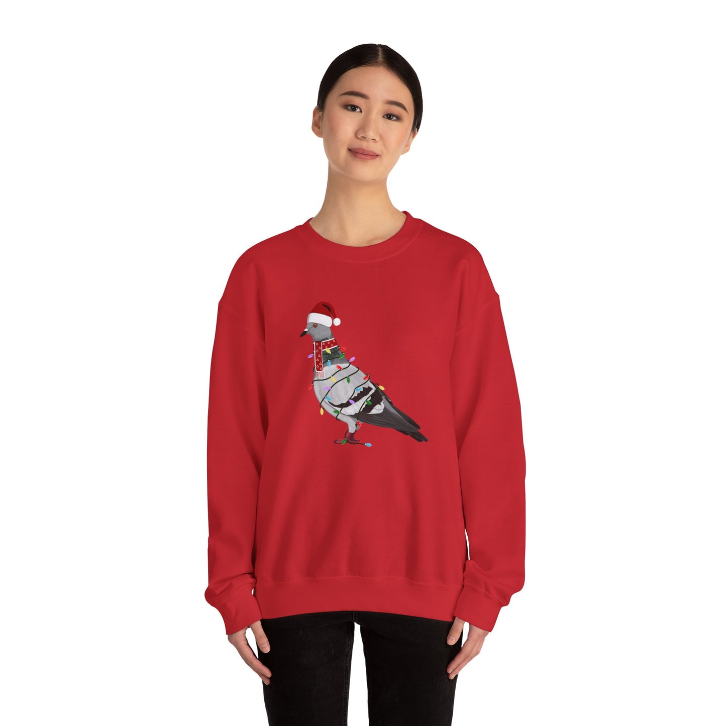 Pigeon with Fairy Lights Santa Claus Christmas Bird Sweatshirt