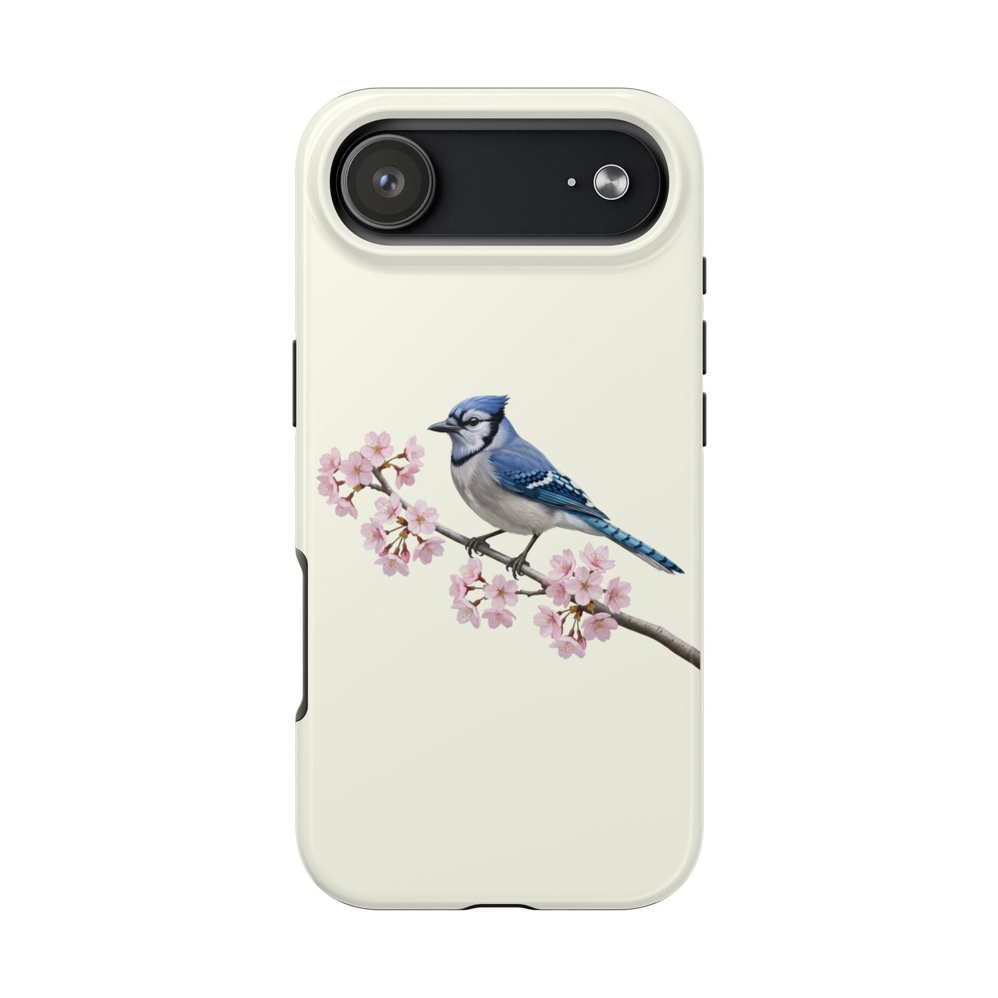 Blue Jay & Cherry Blossom Tough iPhone Case Creamy White