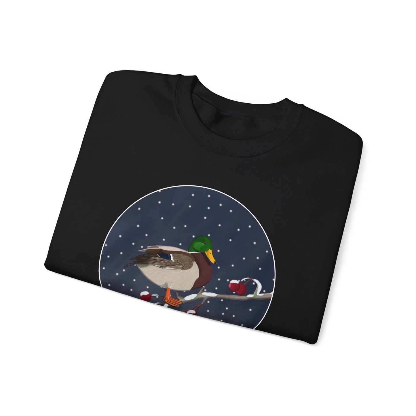 Mallard on a Winter Branch Birdwatcher Christmas Bird Sweatshirt