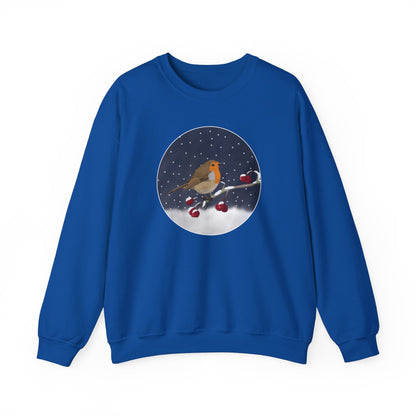 Robin on a Winter Branch Christmas Bird Sweatshirt