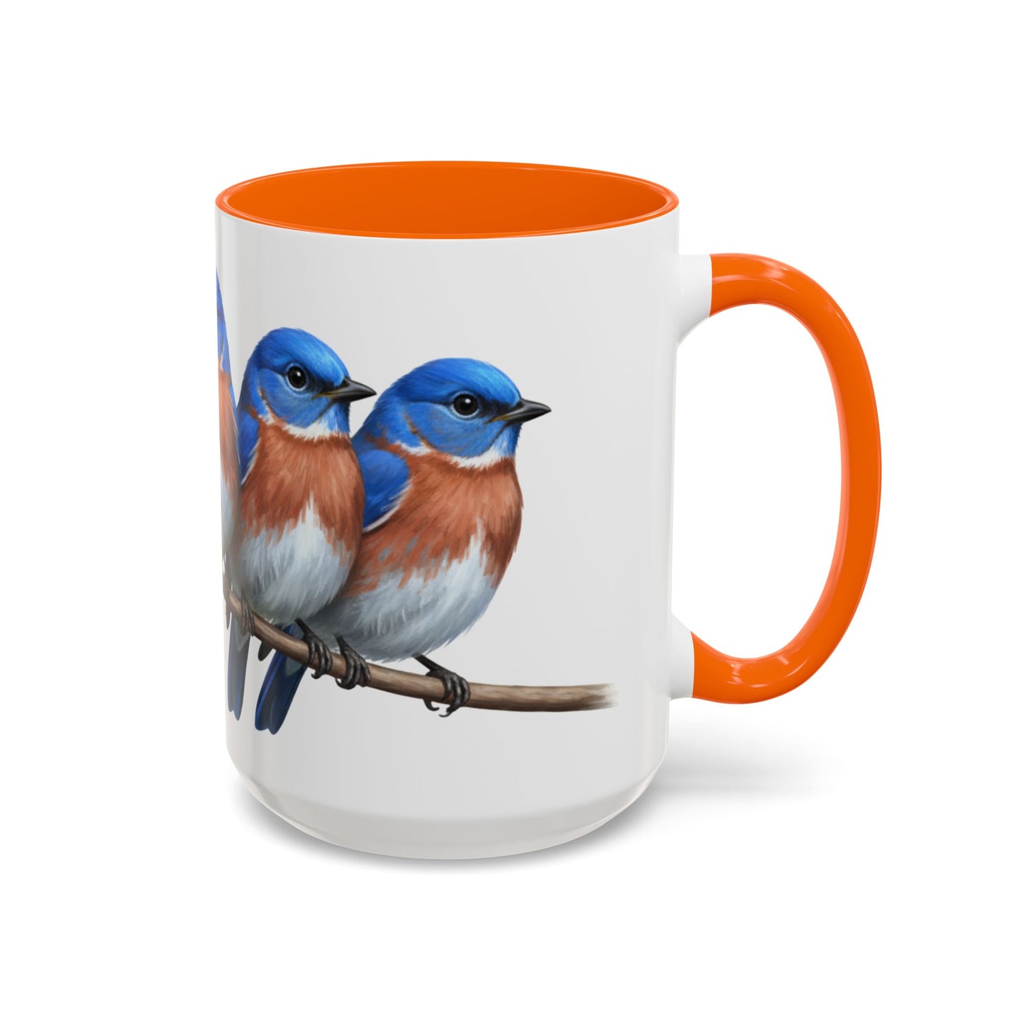 枝に止まる青い鳥を描いた陶器製バードコーヒーマグ – バードウォッチャーへのカスタムギフト