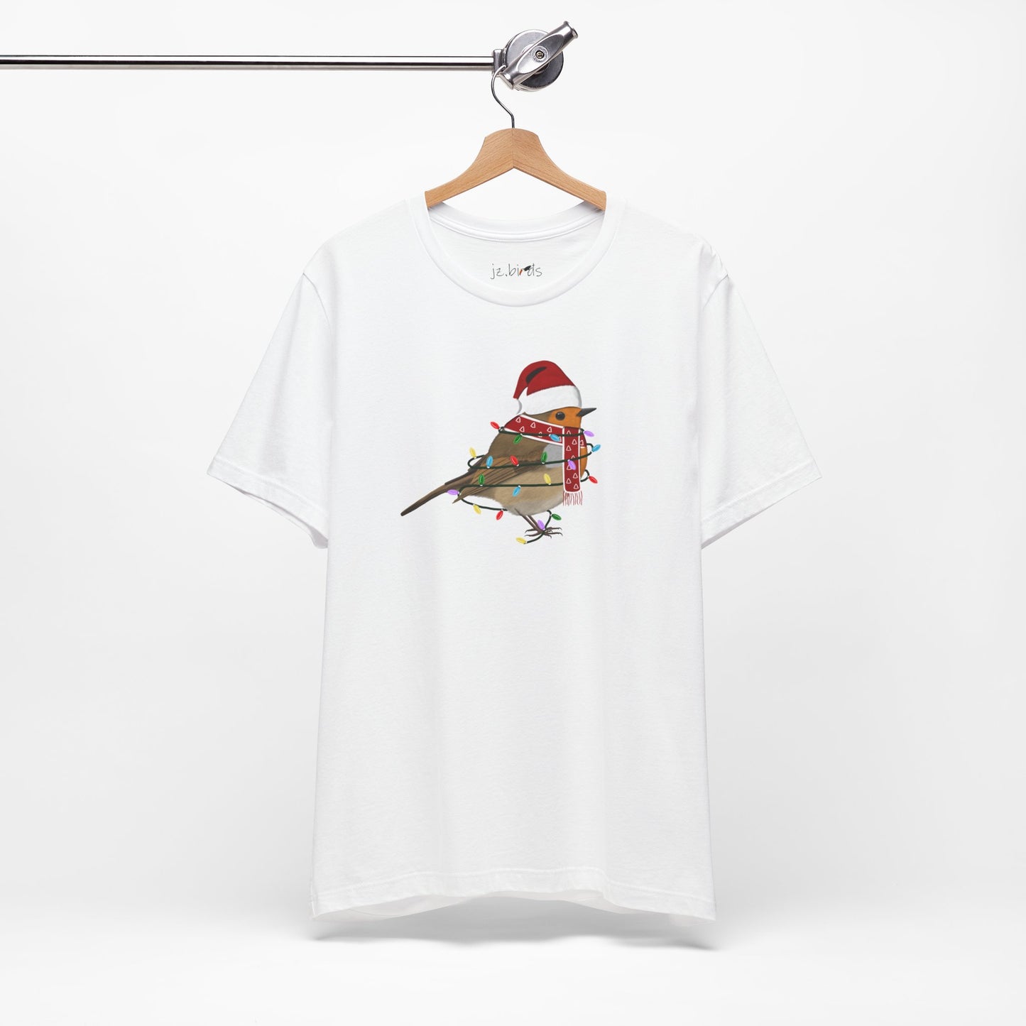 European Robin with Fairy Lights Christmas Bird T-Shirt