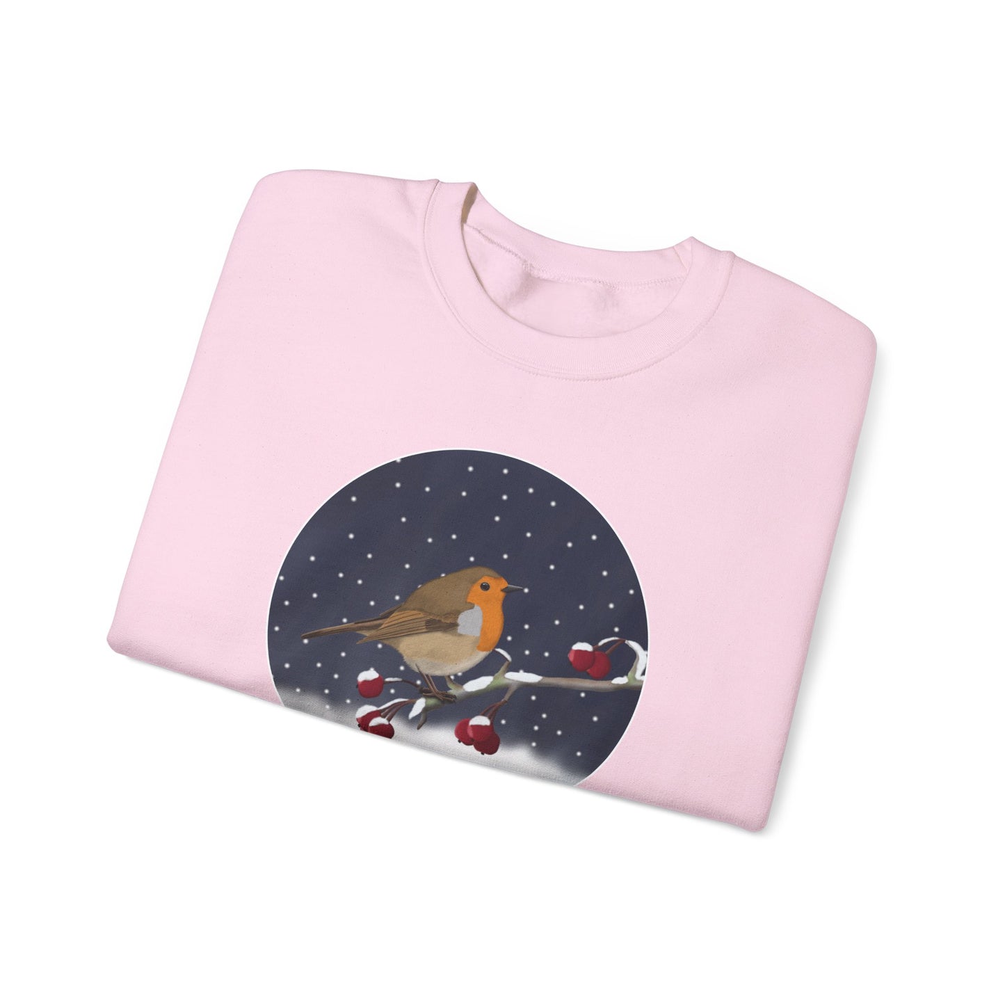 Robin on a Winter Branch Christmas Bird Sweatshirt