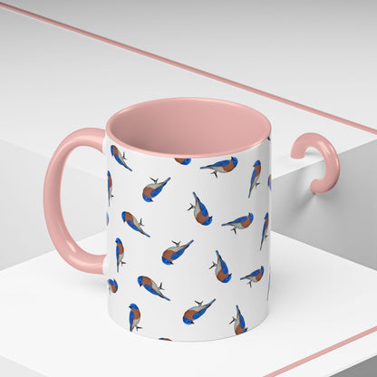 Bluebird All-Over Pattern Accent Mug | Colorful Bird Lover Gift for Birdwatchers