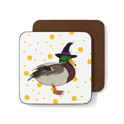 Mallard Orange Dots Halloween Bird Hardboard Coaster