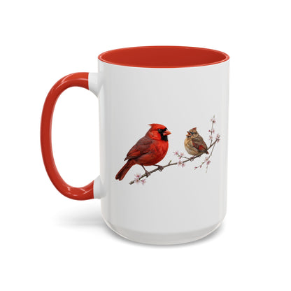 Northern Cardinal & Fledgling Two-Tone Mug | Spring Bird Lover Gift