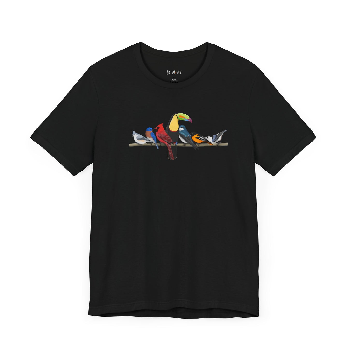 Birds on a Branch Toucan Cardinal Oriole Bluebird Tree Swallow Bluebird Birding & Birdwatching T-Shirt