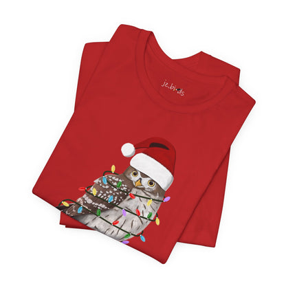 Owl with Fairy Lights Christmas Bird T-Shirt