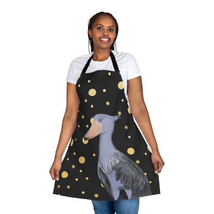 Shoebill Golden Dots Birdlover Bird Art Apron Black