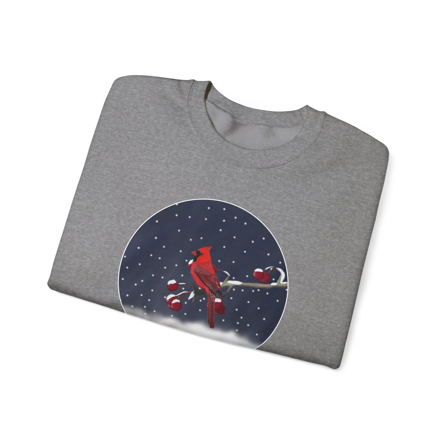 Cardinal on a Winter Branch Christmas Bird Sweatshirt