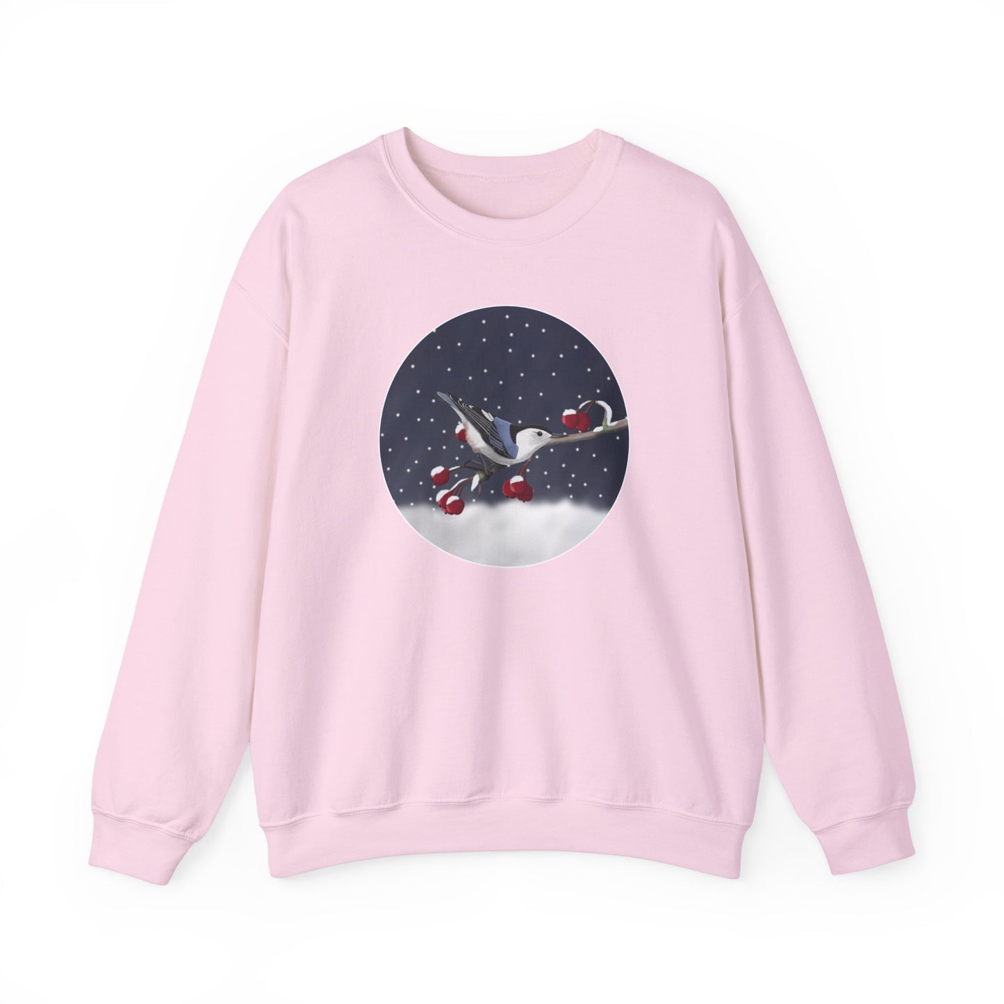 Nuthatch on a Winter Branch Christmas Bird Sweatshirt