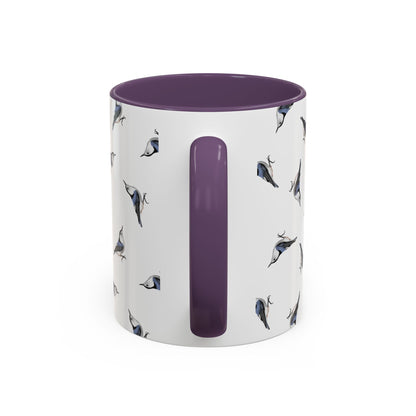 Nuthatch All-Over Pattern Accent Mug | Colorful Bird Lover Gift for Birdwatchers