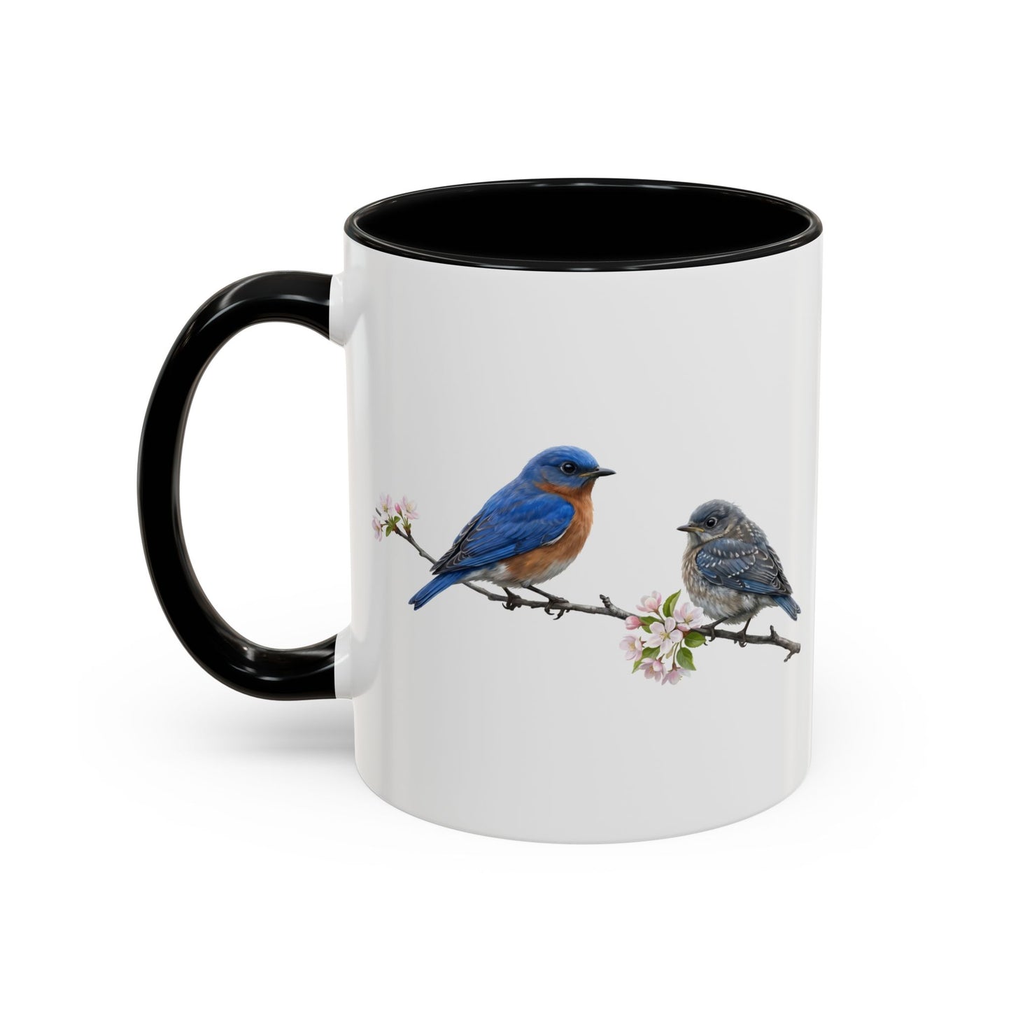 Eastern Bluebird & Fledgling Two-Tone Mug | Spring Bird Lover Gift