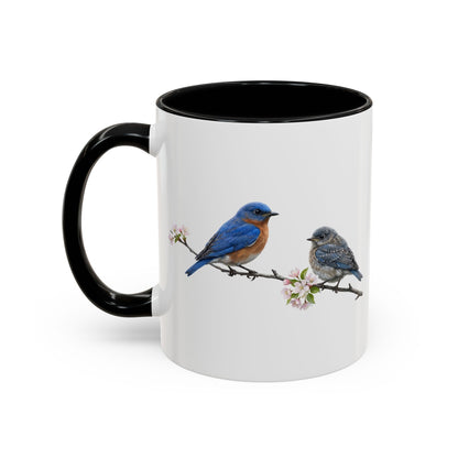 Eastern Bluebird & Fledgling Two-Tone Mug | Spring Bird Lover Gift