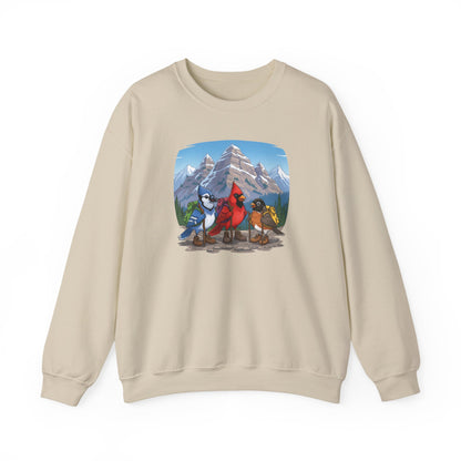 Birds Hiking Sweatshirt Funny Cardinal Robin Blue Jay on a Hike Bird Watchers & Bird Lovers