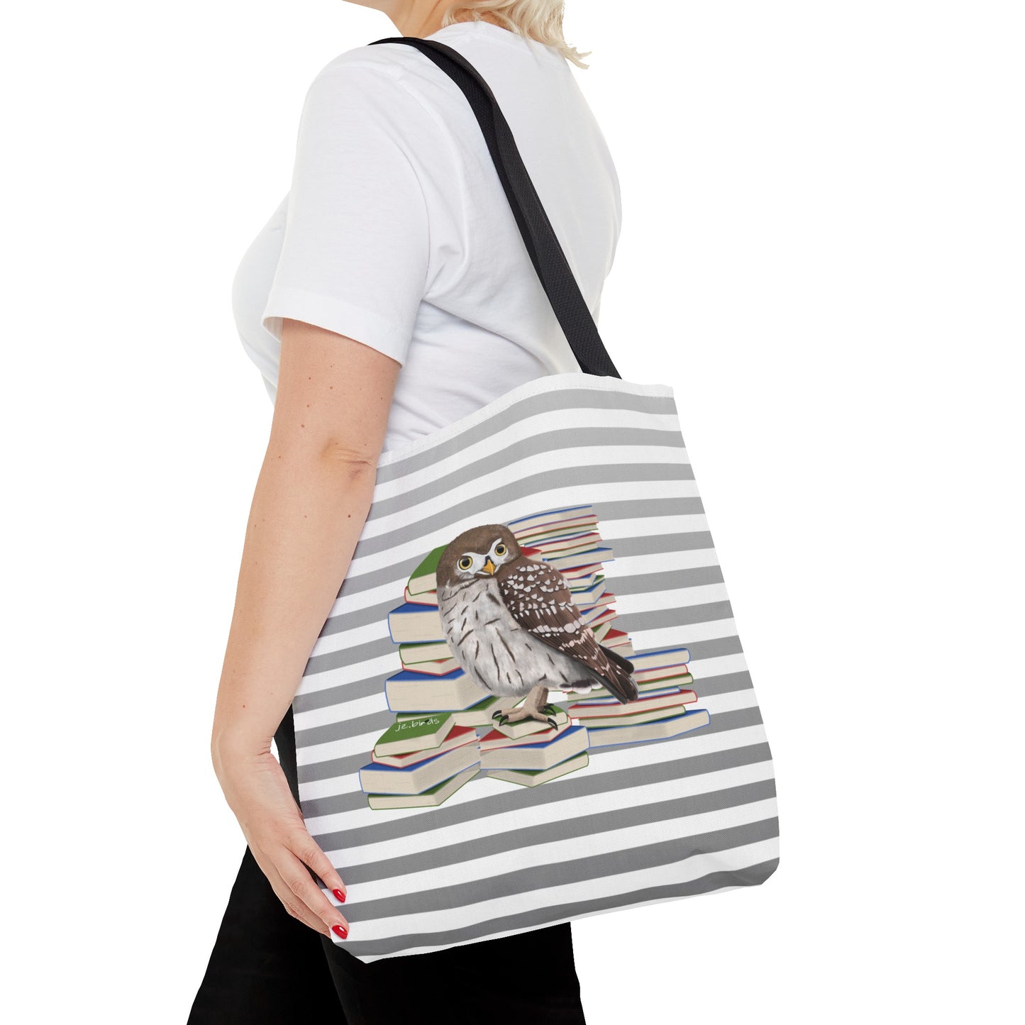 Owl Bird and Books Birdlover Bookworm Tote Bag 16"x16"