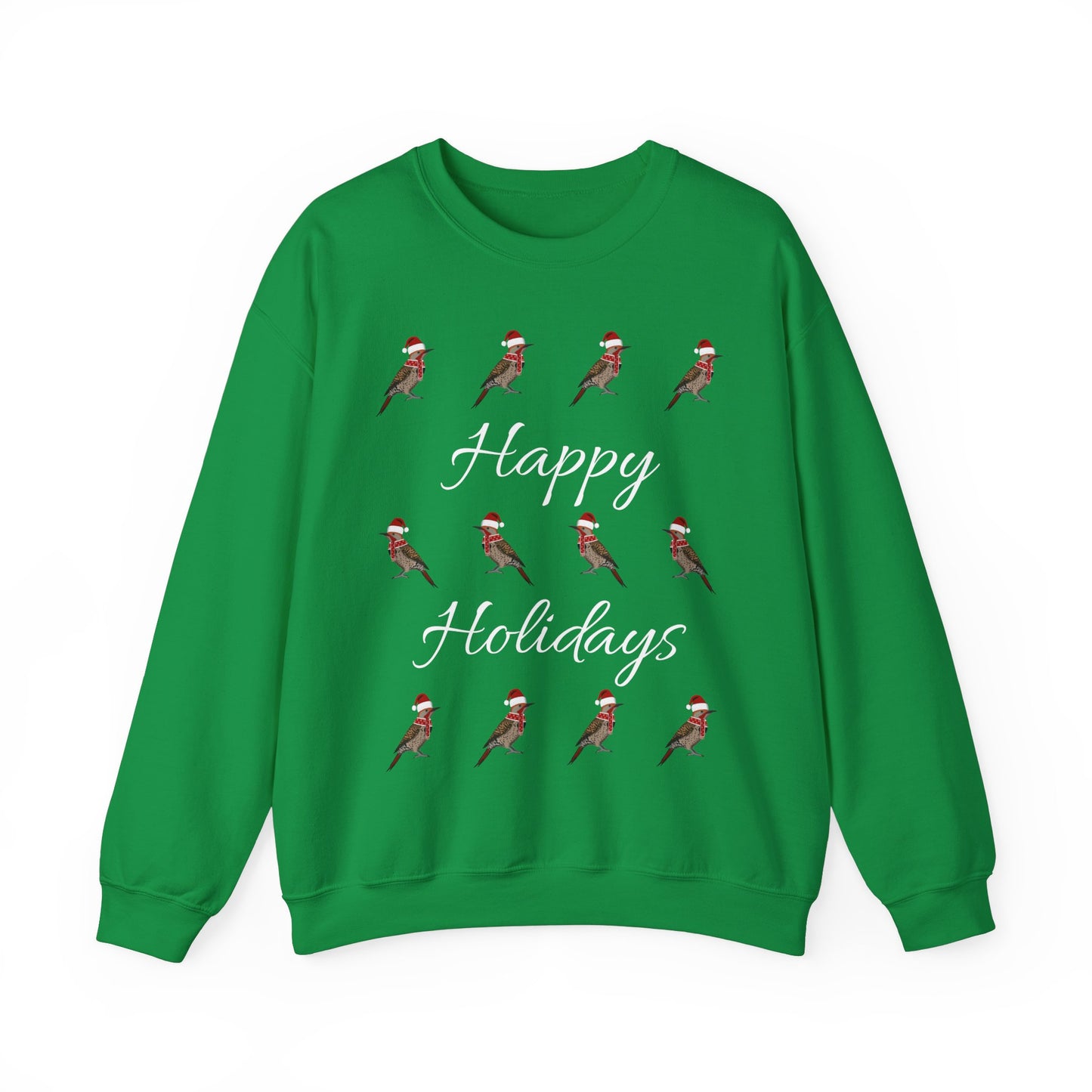 Northern Flicker as Santa with Hat and Scarf Happy Holidays Birdwatcher Christmas Bird Sweatshirt