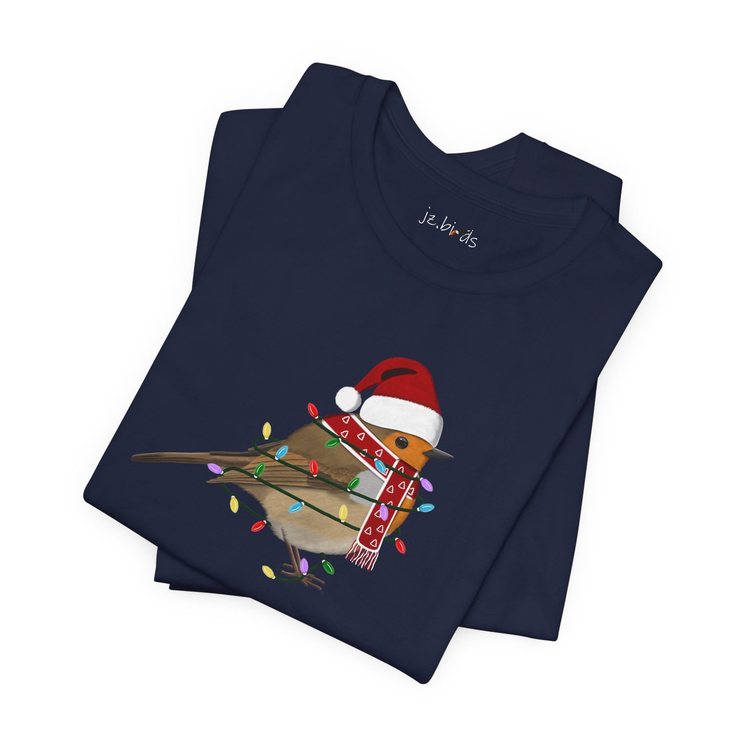 European Robin with Fairy Lights Christmas Bird T-Shirt