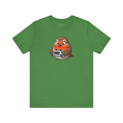 Robin Playing Video Games Funny Gamer and Bird Lover T-Shirt