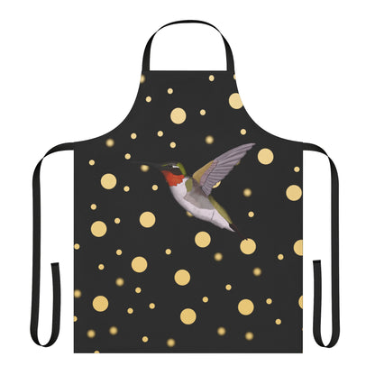 Hummingbird Golden Dots Birdlover Bird Art Apron Black