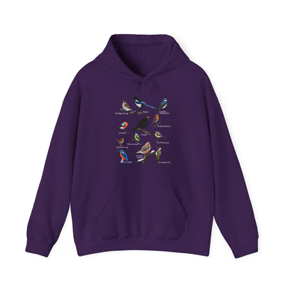 Gartenvögel Vogel Hoodie - Amsel Rotkehlchen Blaumeise Kapuzenpullover für Vogelbeobachter & Naturliebhaber mit Vogelmotiv