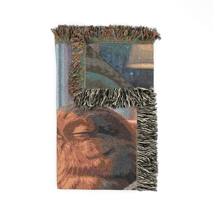 Robin Rosi Snuggled in an Armchair Woven Blanket - Cozy Resting Tapestry Throw
