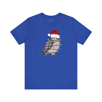 Owl with Fairy Lights Christmas Bird T-Shirt