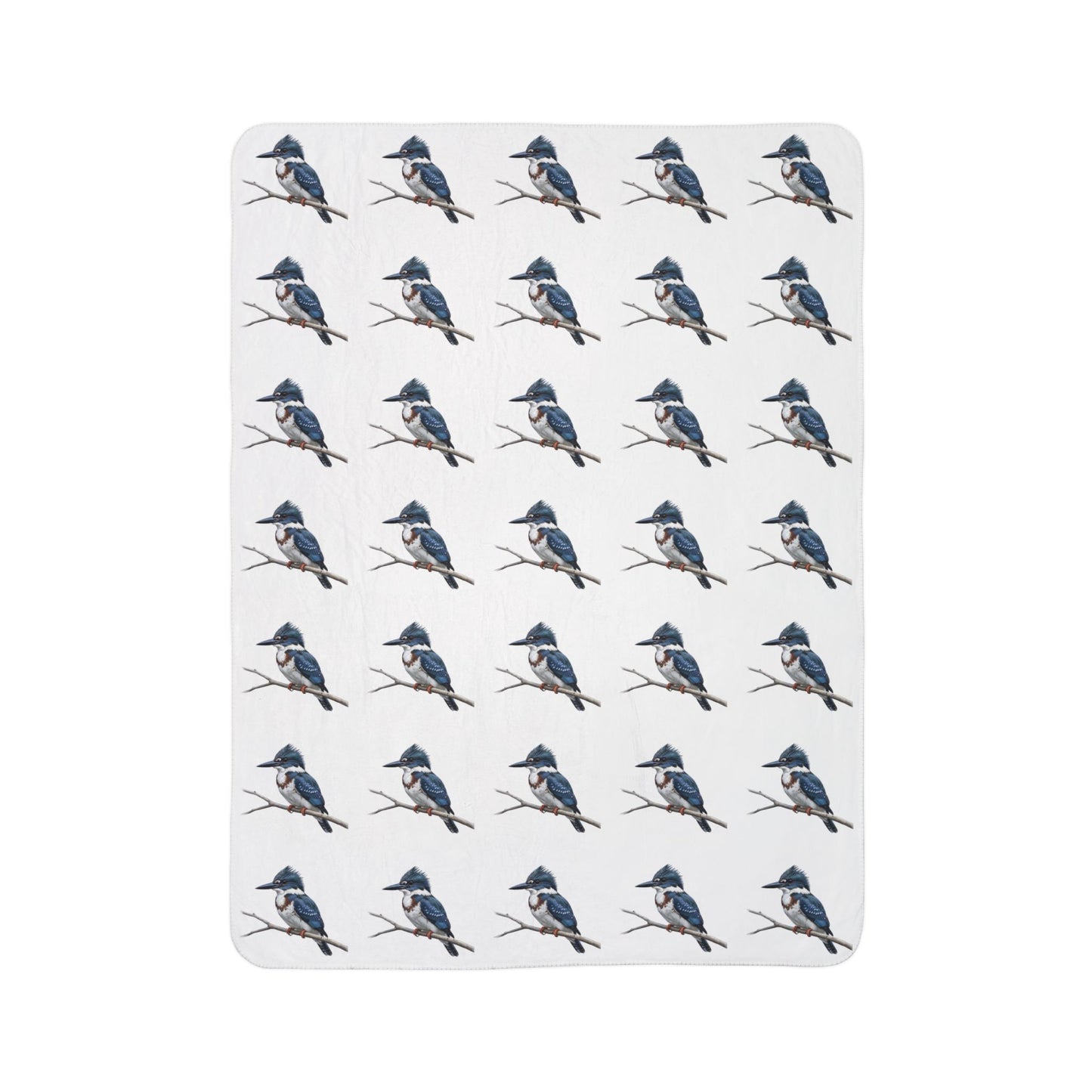 Belted Kingfisher Art Fleece Sherpa Blanket (60"x80") - Thick, Ultra-Soft & Cozy Throw for Bird Lovers