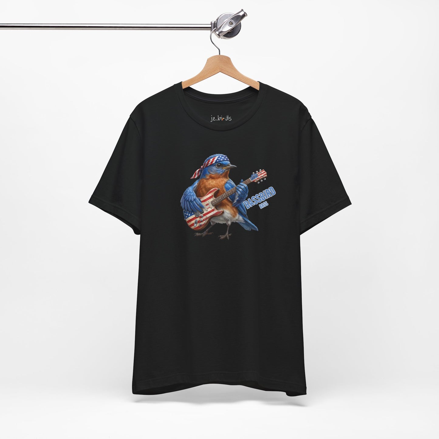The Bassbird Graphic Tee – Bluebird Bassist – Funny Rock Band Bird Shirt