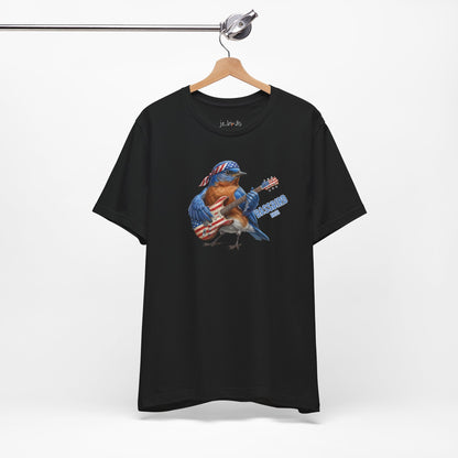 The Bassbird Graphic Tee – Bluebird Bassist – Funny Rock Band Bird Shirt