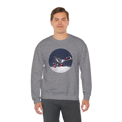 Nuthatch on a Winter Branch Christmas Bird Sweatshirt