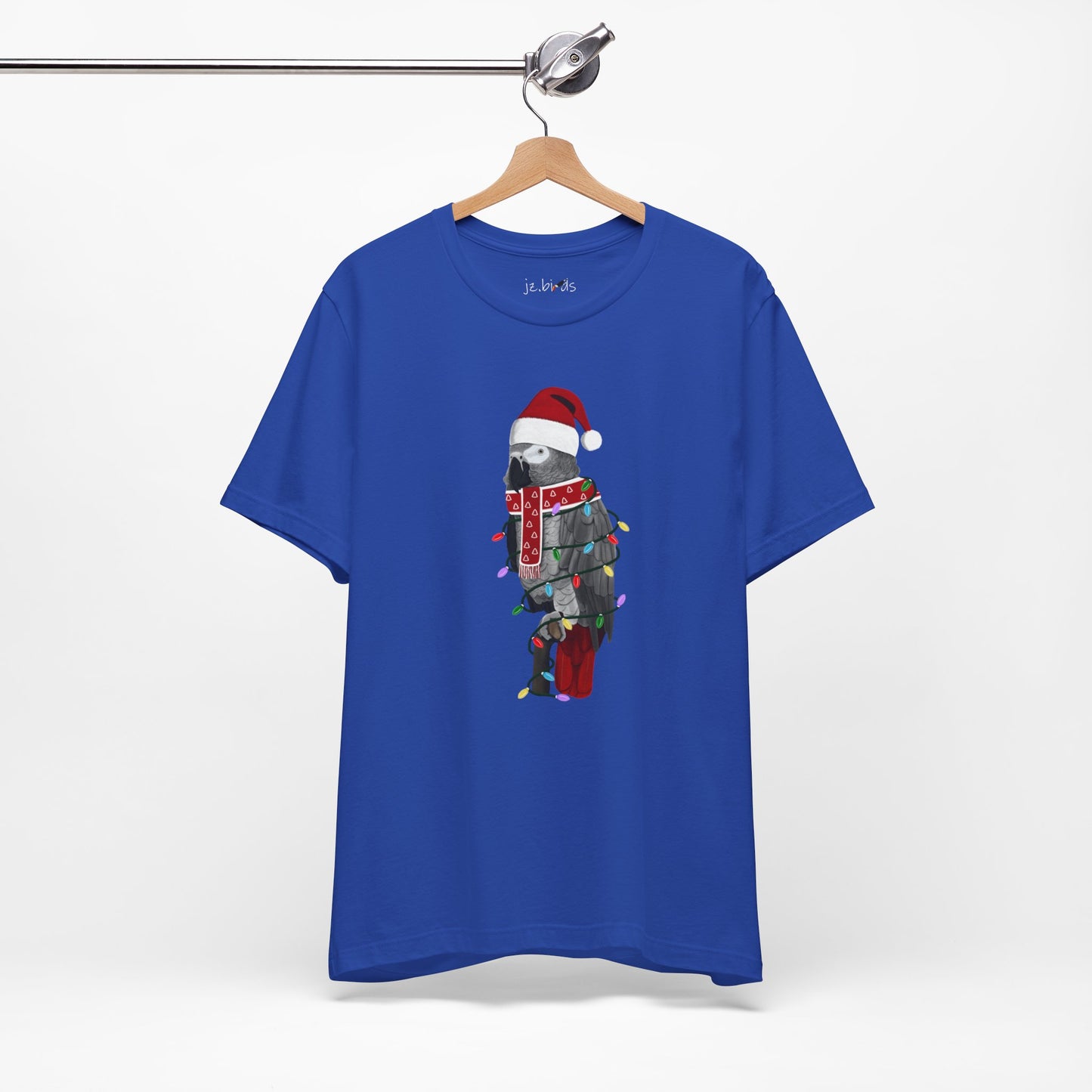 Grey Parrot with Fairy Lights Christmas Bird T-Shirt