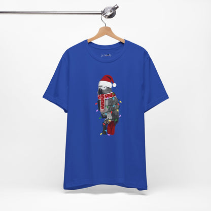 Grey Parrot with Fairy Lights Christmas Bird T-Shirt