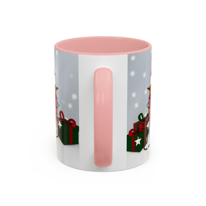 European Robin with Christmas Hat and Scarf Snow Bird Coffee Mug