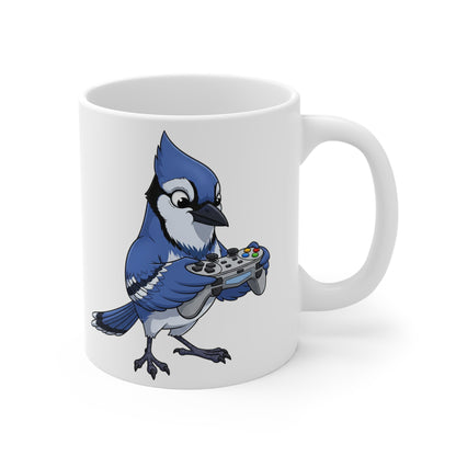 Blue Jay with Controller Video Games Gaming Bird Mug 11oz