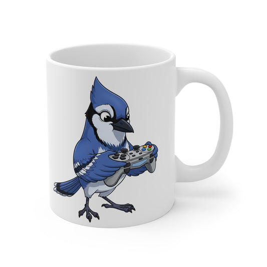 Blue Jay with Controller Video Games Gaming Bird Mug 11oz
