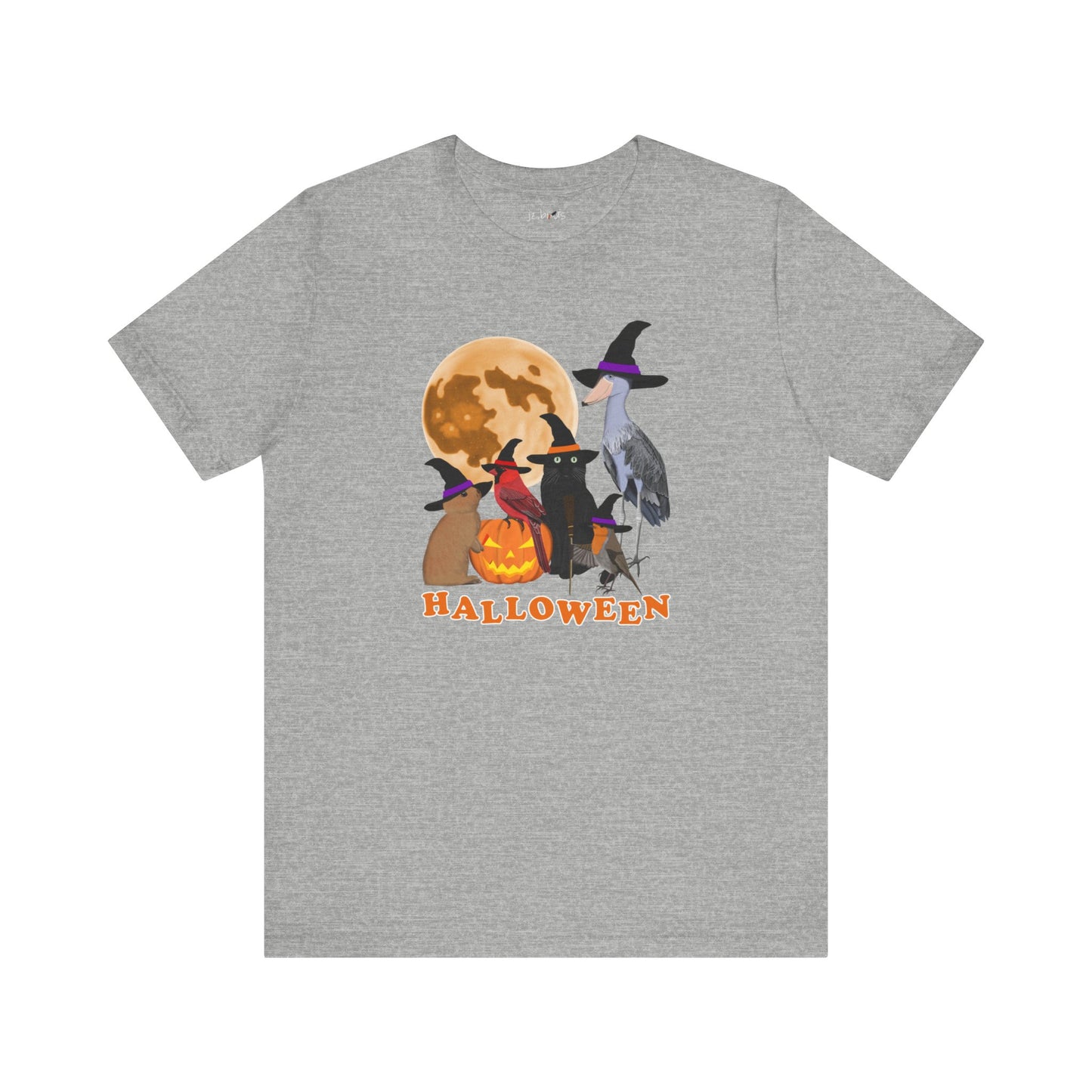 Cardinal Robin Shoebill with Cat and Bunny Halloween Bird T-Shirt