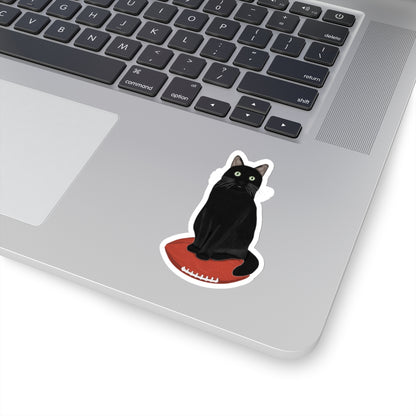 Black Cat with Football Cat Lover Sticker